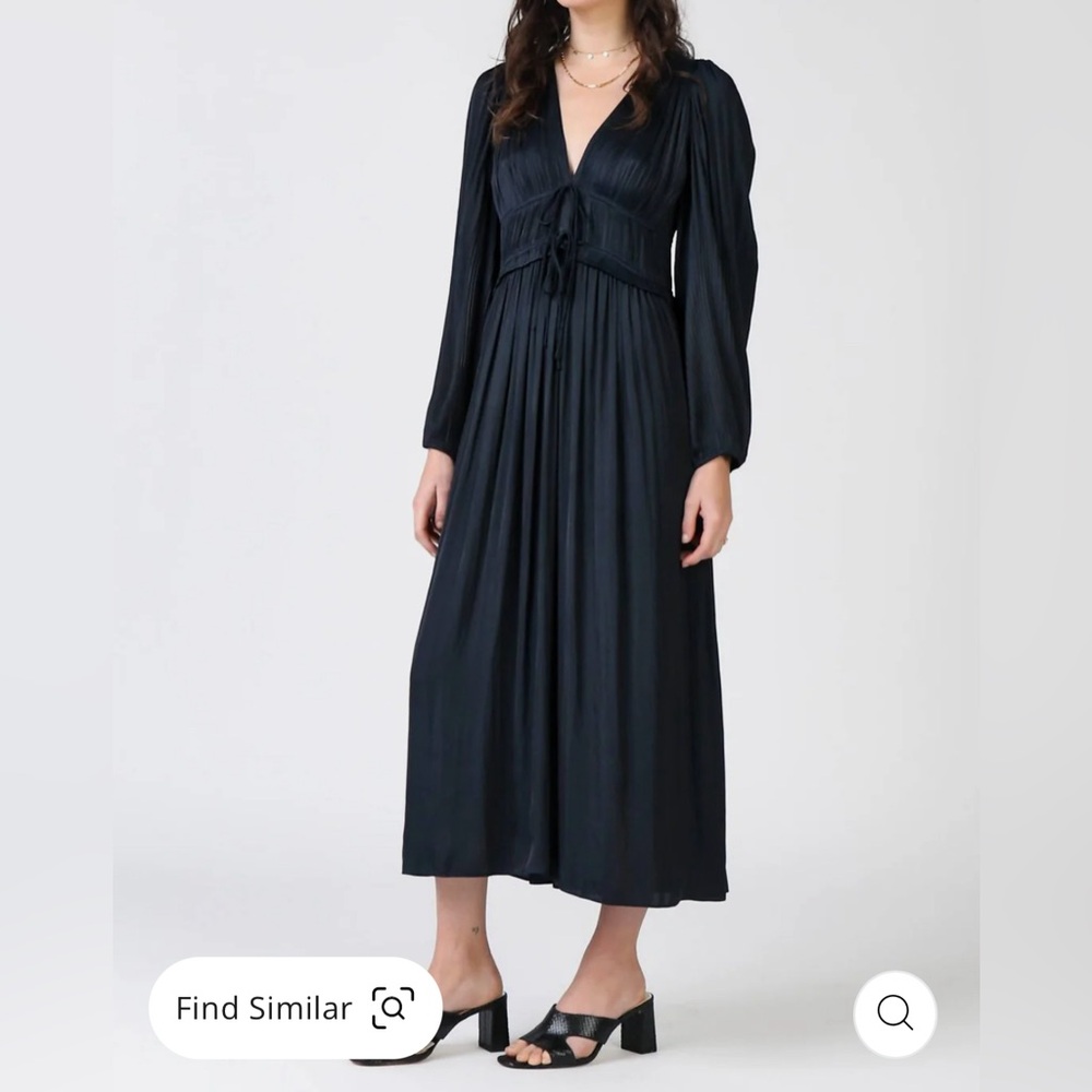Current Air Sidonie Pleated Maxi Dress In Dark Navy, Small